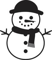 Cheerful Frosty Charm Cute Snowy Whimsical Fun Black Snowman vector