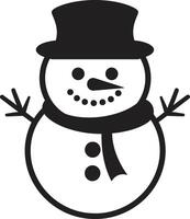 Frosty Flakes of Joy Black Snowflake Serenade Cute Snowman vector