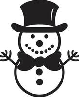 Frosty Festivity Black Snowman Snowflake Smiles Cute Black vector