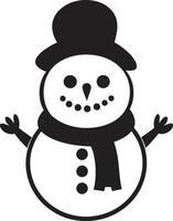 Snowflake Flurries Cute Black Frosty Snowman Glee Black vector