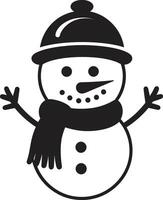 Fluffy Frosty Friend Black Whimsical Snowman Delight Cute vector