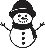 Snowman Serenade Black Snowy Wonderland Charm Cute vector