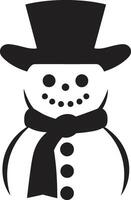 Snowflake Serenade Cute Icy Snowman Wonder Black vector