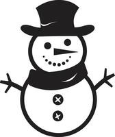 Snowy Delight Cute Playful Snowman Friend Black vector