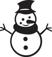 Adorable Frosty Flurry Black Cheerful Snowman Charm Cute vector