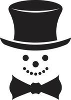 Whimsical Snowy Black Frosty Flakes Cute Snowman vector