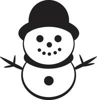 Charming Frosty Flurry Black Winter Whimsy Joy Cute Snowman vector