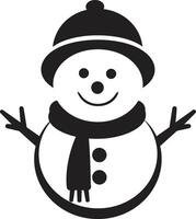 Frosty Flakes Cute Snowman Snowflake Smiles Black vector