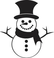 Winter Whimsy Joy Cute Snowman Adorable Snowflake Friend Black vector