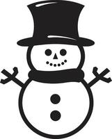 Snowman Serenade Black Snowy Frosty Flakes Cute vector