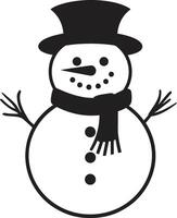 Whimsical Winter Buddy Cute Frosty Fun Black Snowman vector