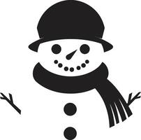 Whimsical Snowman Delight Black Frosty Flakes Fun Cute vector