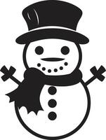 Fluffy Frosty Joy Cute Whimsical Snowman Delight Black vector
