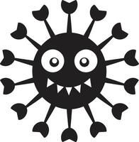 Cheerful Microbe Companion Black Adorable Virus Charm Cute vector