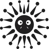 Chirpy Virus Embrace Cute Friendly Microbe Wonder Black vector