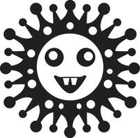 Whimsical Virus Joy Black Microscopic Serenity Cute vector