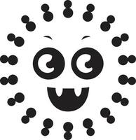 Chirpy Virus Wonder Cute Friendly Microbe Fluffiness Black vector