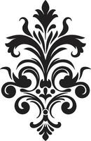 florido gracia negro emblema Exquisito detalle ornamental vector