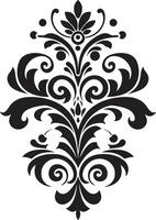 Exquisito detalle ornamental refinado arte negro emblema vector