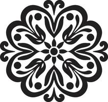 Clásico encanto decorativo agraciado florece negro emblema vector