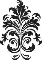 elegante patrones negro florido curvas decorativo emblema vector
