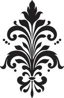 elegante simetría decorativo florido giros negro elemento vector