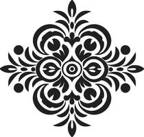 Graceful Scrolls Decorative Detailed Artistry Black Emblem vector