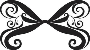 elegante cinta esencia negro florido remolinos cinta emblema vector