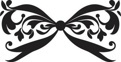 Ornate Swirls Ribbon Emblem Exquisite Detailing Black Ribbon Element vector