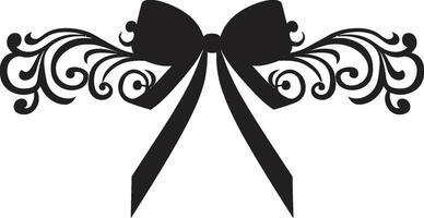 Vintage Elegance Black Ribbon Element Graceful Ribbon Detailing Decorative Emblem vector