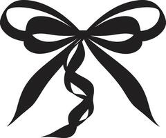 Graceful Ribbon Flourish Ornament Emblem Detailed Ribbon Elegance Black vector
