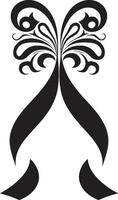 Graceful Ribbon Twists Black Artistic Elegance Ribbon vector