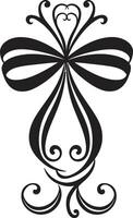 Exquisite Ribbon Flourish Black Emblem Refined Ribbon Detail Element vector