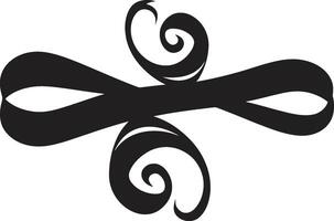 Detailed Ribbon Flourish Stylish Ribbon Elegance Black Emblem vector