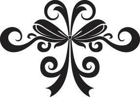 Exquisite Detailing Black Ribbon Emblem Sophisticated Charm Decorative Ribbon vector