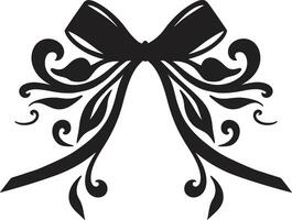 Stylish Ribbon Ornamental Touch Black Chic Elegance Decorative Ribbon vector