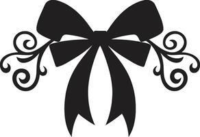 Intricate Ribbon Swirls Black Emblem Minimalistic Ribbon Adornment Black Emblem vector