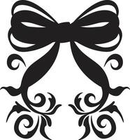 Exquisite Ribbon Intricacy Decorative Refined Ribbon Sophistication Black Emblem vector