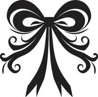 Artistic Ribbon Flourish Black Emblem Ribbon Timeless Ribbon Charm Element vector