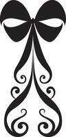 Detailed Ribbon Elegance Black Stylish Ribbon Ornamentation Decorative Emblem vector