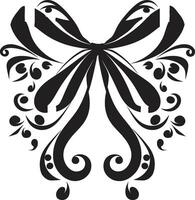 Detailed Ribbon Flourish Stylish Ribbon Elegance Black Emblem vector