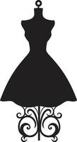 Runway Ready Womans Dress Emblem Style Statement Black Dress vector