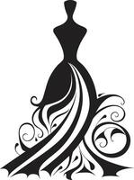 Stylish Sophistication Black Dress Glamorous Drape Dress Emblem vector