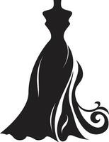 Elegant Drapery Black Dress Emblem Couture Signature Dress vector