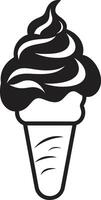 Swirled Elegance Ice Cream Emblem Frosty Temptation Black Cone Treat vector