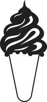 Frozen Delight Black Emblem Swirly Indulgence Cone Emblem vector