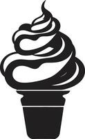 Frosty Elegance Ice Cream Emblem Scoopfuls of Joy Black Cone Ice Cream vector
