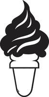 Swirled Delight Black Emblem Treat Whipped Ecstasy Cone Ice Cream vector