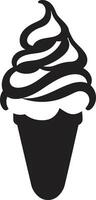 Cool Cones Black Ice Cream Emblem Chilled Indulgence Ice Cream Cone vector