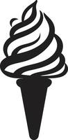 Sweet Twirls Black Cone Emblem Frosty Indulgence Ice Cream Cone vector